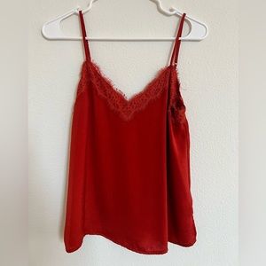 red satin tank top